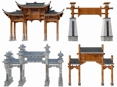 3d中式古建牌坊模型