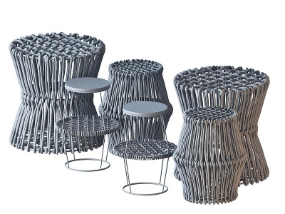 3d现代椅子茶几组合模型