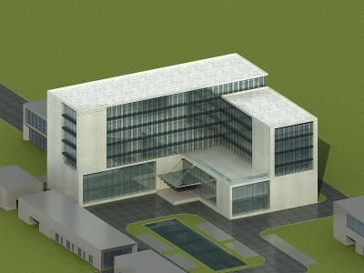 3d现代多层办公楼模型