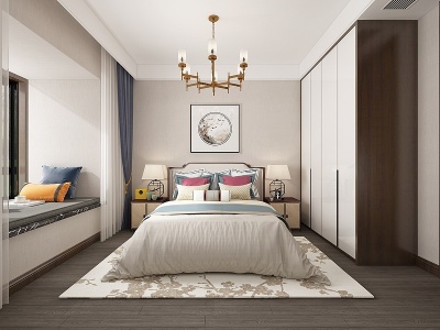 新中式轻奢主卧室模型3d模型