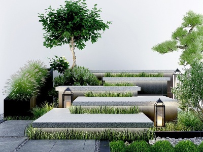 3d中式庭院景观小品模型