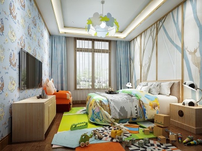 现代卧室儿童房模型3d模型