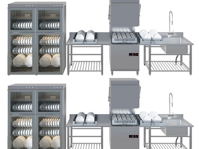 3d现代水槽洗碗机消毒柜模型