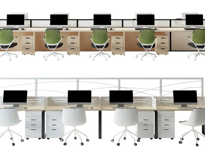 现代办公桌椅工位模型3d模型
