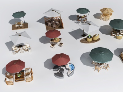现代户外休闲桌椅模型3d模型