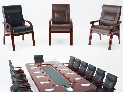 3d新中式会议室桌椅模型