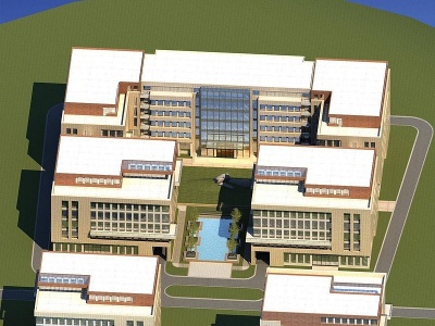 现代多层办公楼建筑外观模型3d模型