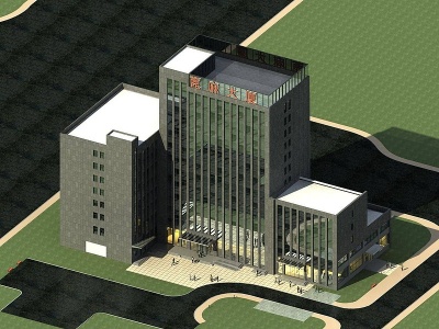 3d现代高层办公楼大厦建筑模型