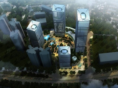 3d现代高层综合酒店办公楼模型