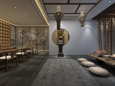 3d新中式茶馆茶室模型