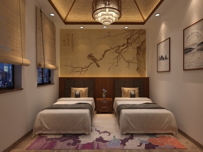 中式民宿酒店客房模型3d模型