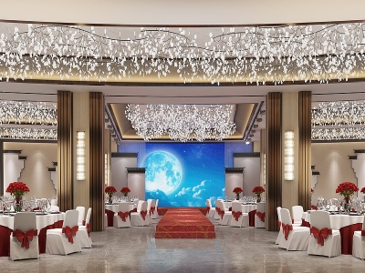 新中式宴会厅新中式婚礼厅模型3d模型