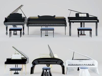 3d现代钢琴乐器模型