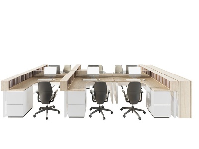 现代卡位办公桌椅模型3d模型