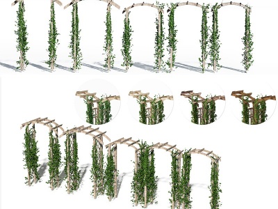 现代绿植藤蔓爬架模型