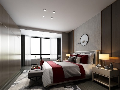 3d现代床背景卧室模型