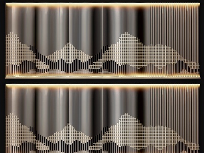 3d新中式山脉造型背景墙模型