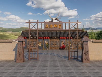中式农家乐模型3d模型
