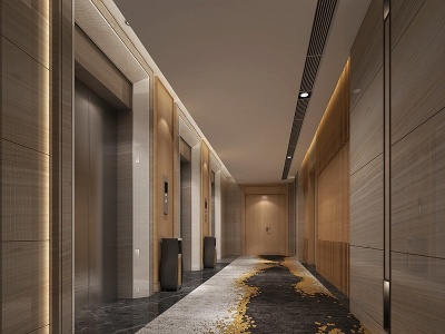 新中式电梯厅模型3d模型