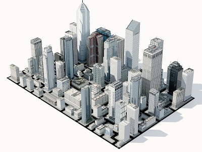 3d現代鳥瞰城市建筑群模型