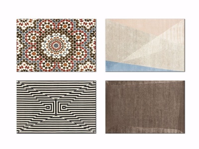 3d现代几何撞色装饰地毯模型