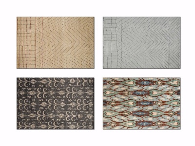 3d新中式几何撞色装饰地毯模型