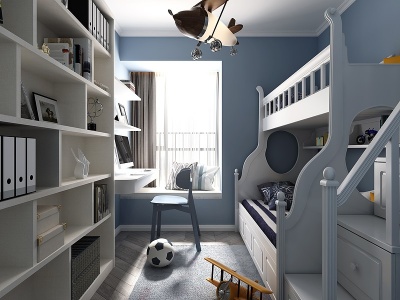 3d北欧小孩房卧室模型