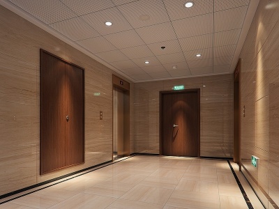 3d现代电梯间前室模型