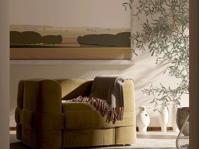 3d现代皮革单人沙发模型