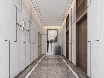 3d现代电梯厅模型