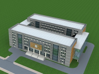 3d新中式风格图书馆模型