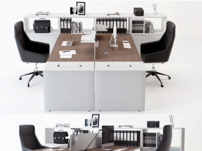 3d现代办公桌椅卡位工位模型