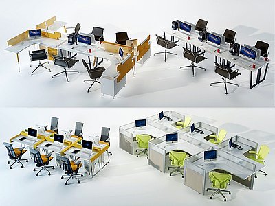 3d<font class='myIsRed'>现代办公桌</font>椅卡位工位模型