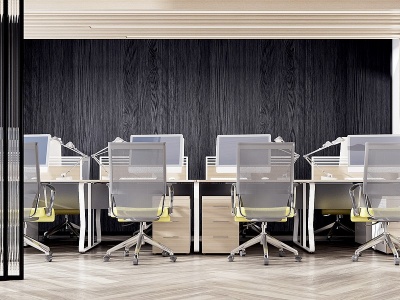 现代办公桌椅员工工位模型3d模型