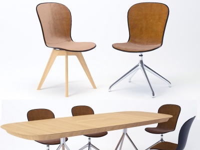 3d现代实木小会议桌办公椅模型