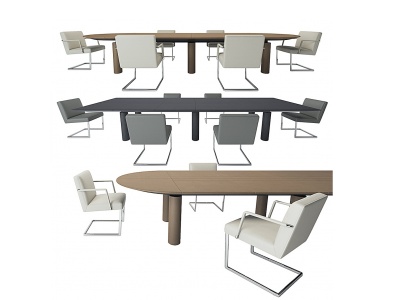 3d现代简约会议桌椅模型