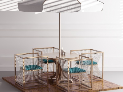 3d现代户外休闲桌椅模型