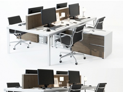 现代办公桌椅卡位模型3d模型