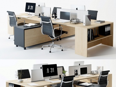 3d现代办公桌椅卡位模型