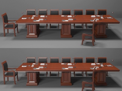 新中式会议桌椅模型3d模型