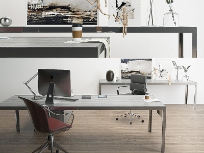 现代简约办公桌椅模型3d模型