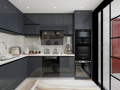 3d现代厨房橱柜模型