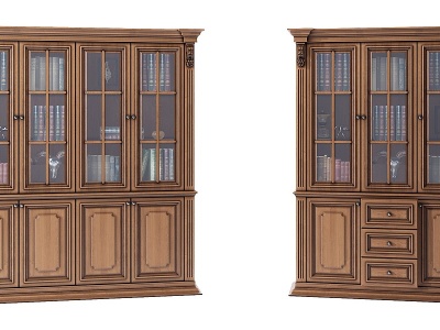 欧式实木书柜模型3d模型