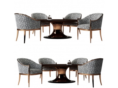 新古典金属圆形餐桌椅模型3d模型
