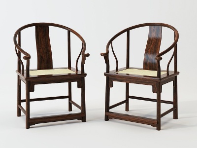 3d中式古典实木扶手椅模型