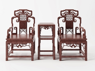 3d中式古典红木实木太师椅模型