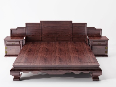 中式古典红木实木双人床模型3d模型