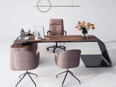 3d后现代办公桌椅模型