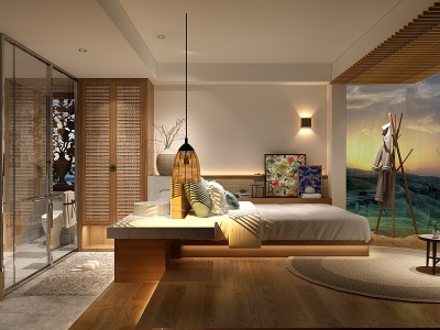 现代民宿卧室模型3d模型