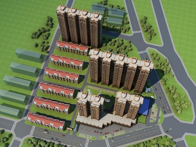 3d简约欧式住宅楼模型